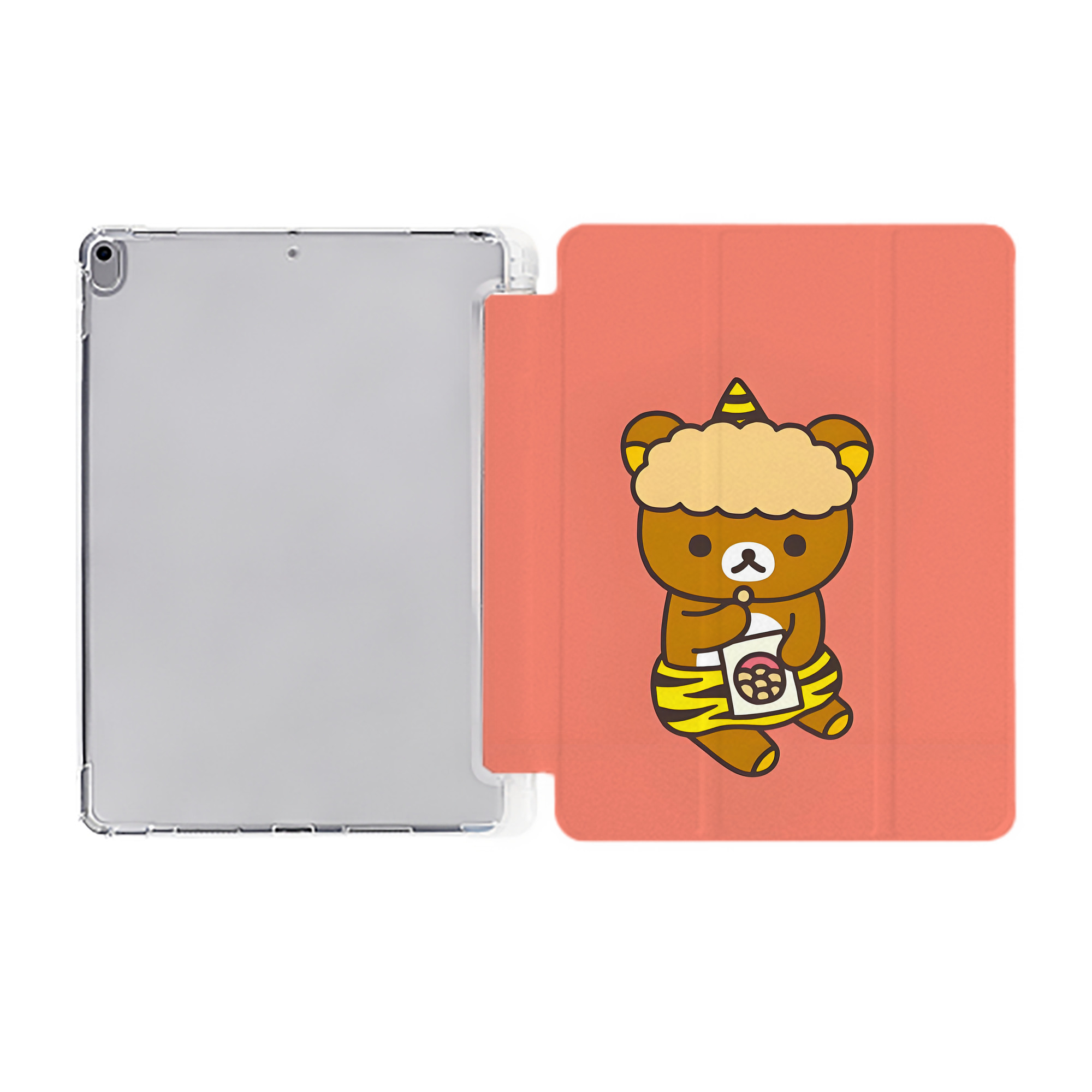（画像用） リラックマ リラックマ キイロイトリ Rilakkuma Korilakkuma Kiiroitori IPad ケース ペン収納付き 三つ折りスタンド PUレザー×シリコン 対応機種9.5/10.5/10.9インチ